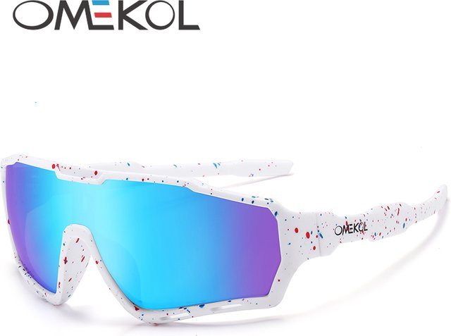 OMEKOL Sportsonnenbrille, Unisex, Vollrand, weiß, Kunststoff - Bild 1