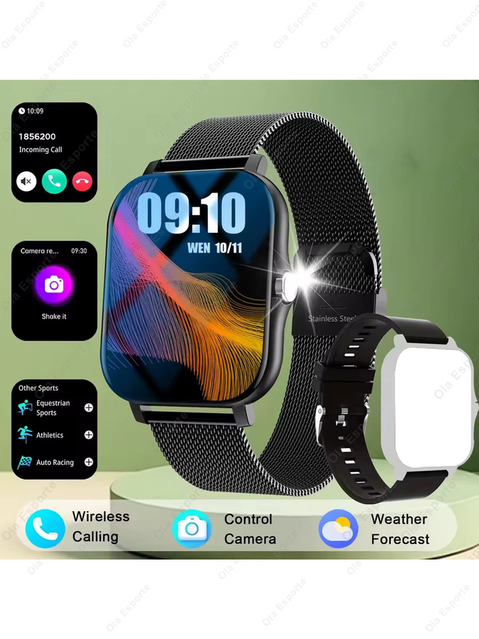 Ola Esporte Smartwatch mit Bluetooth-Anruf, Nachrichtenbenachrichtigung, Herzfrequenz- und Schlafüberwachung sowie Fitness-Tracking in Gold und Schwarz - Bild 7