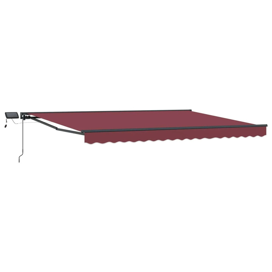 vidaXL Manueller Markisenrahmen mit LEDs in Bordeauxrot, B: 4 m, T: 3,5 m, aus Aluminium und Polyester - Bild 2