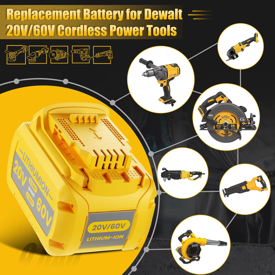 Turpow Akku kompatibel mit Dewalt DCB609, 9000 mAh, wiederaufladbarer Li-Ion Akku für 20 V/60 V, passend für DCB547-XJ, DCB200 und DCB201 - Bild 6