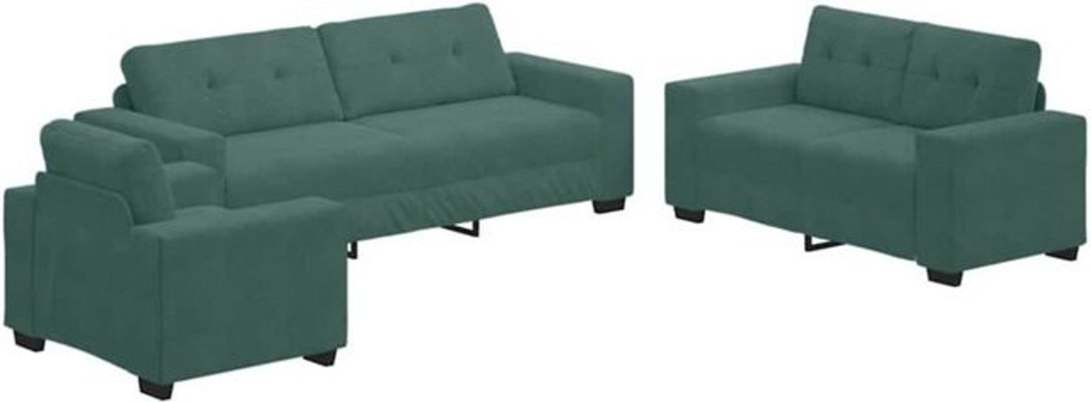 vidaXL Schlafsofa Set aus 3 Teilen in Grün mit Samtbezug und Holzgestell im modernen minimalistischen Design - Bild 1