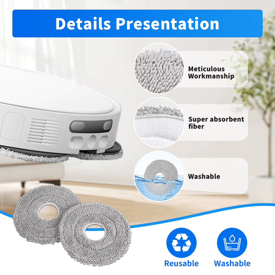 WINDNINJA Mopp Tuch Kit für Xiaomi Mijia 5 Pro, OV21CN, X10 Plus, S10 Plus, X20, X20 Plus, M30 Pro und M30S - Bild 2