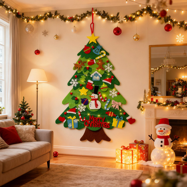 Handgefertigter DIY-Weihnachtsbaum aus Filz von SHIQIAN als hängende Weihnachtsdekoration - Bild 1
