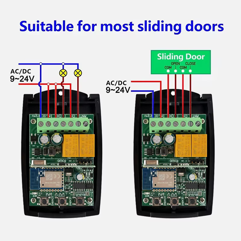 Tuya universeller 2-Kanal WLAN Smart-Switch Garagentor-Empfänger mit 433MHz Funkmodul für Rolling Code und festen Code - Bild 4