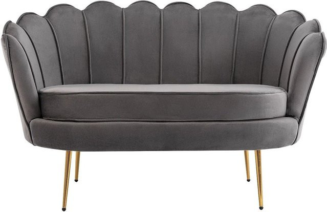 Muschelsofa Dandelion von Pascal Morabito in Anthrazitgrau mit Samtbezug, Breite: 124 cm - Bild 1