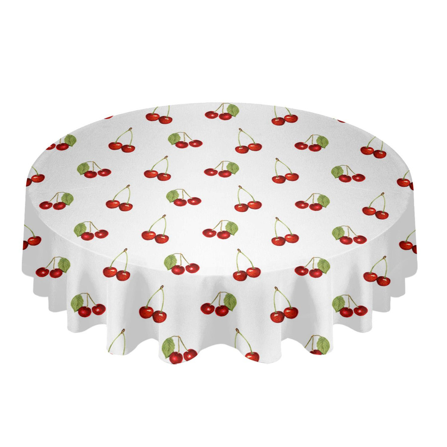 Wasserdichte Tischdecken und Platzsets mit Kirschfrucht-Retro-Design im floralen Stil, 6-teiliges Set, B/T: 33 x 48 cm, Farbe: Weiß - Bild 2