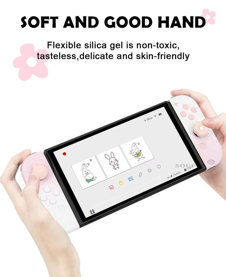 MBCHIPSTAR 4er-Set Silikon Joystick-Abdeckungen in Blumen-Design für Nintendo Switch OLED, Lite und Joycon Controller - Bild 2