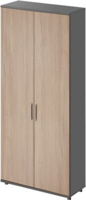 Schäfer Shop Genius TETRIS WOOD Flügeltürenschrank mit 6 Fächern, Graphit/Eiche, Breite: 100 cm - Bild 1