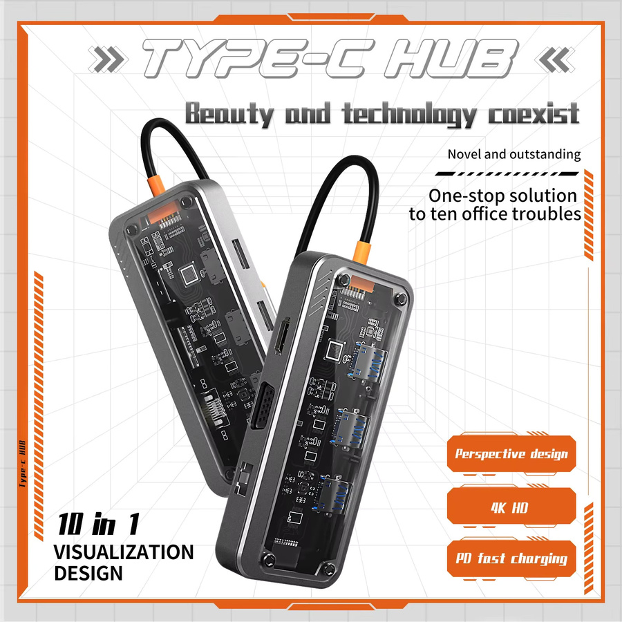 Basix USB-C Hub Dockingstation in Grau mit HDMI 4K UHD, RJ45 Ethernet und PD 100W für MacBook, iPad und Smartphone - Bild 3