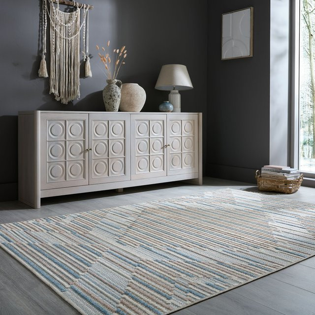 Teppich Kadima Design RIDGE Rauten in Blau-Beige, B/T: 78 x 150 cm - Bild 1