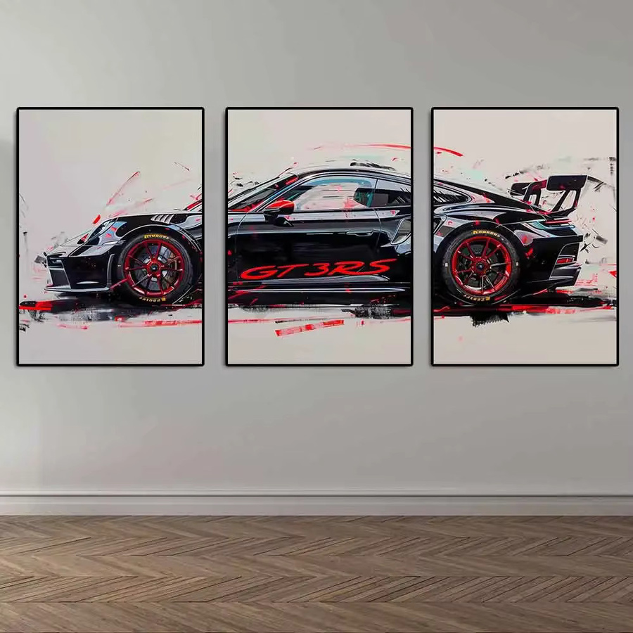 Potdemiel Graffiti Wandkunst Super-Sportwagen GT3-RS HD-Leinwanddruck Poster in Mehrfarbig - Bild 3