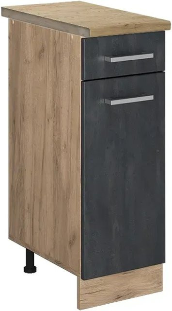 Vicco Küchenunterschrank R-Line Schubladenschrank in Schwarz und Anthrazit mit Eiche Korpus, Breite: 30 cm - Bild 1