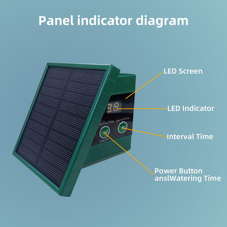 mfySpace Solar-Tropfbewässerungssystem mit Digitalanzeige für 10 Topfpflanzen, Grün - Bild 5
