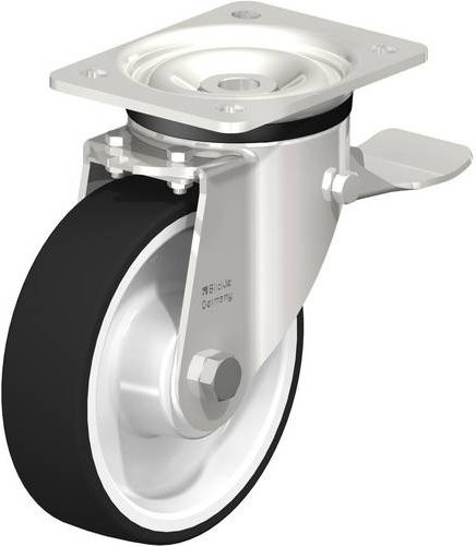 Blickle Lenkrolle LKX-POTH 160XK-ST mit Feststeller aus Edelstahl in Silber, Rad-Durchmesser: 16 cm, Tragfähigkeit: 550 kg - Bild 1