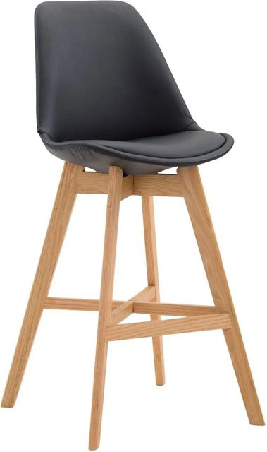 DELUKE Barhocker DUMIR Barstuhl aus Kunstleder in Schwarz mit Lehne, B/T/H: 48 x 56 x 112 cm - Bild 1