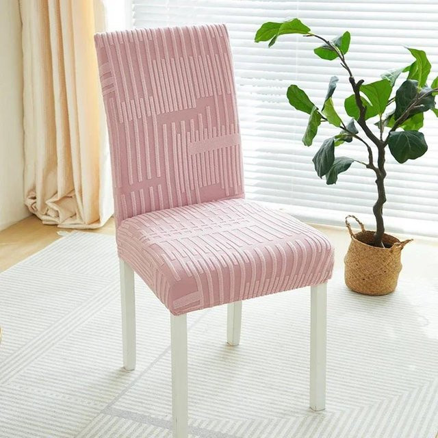 Jacquard Stuhlbezug für Esszimmer in Pink, elastische Stuhlschutzhülle für Esstischstühle - Bild 1
