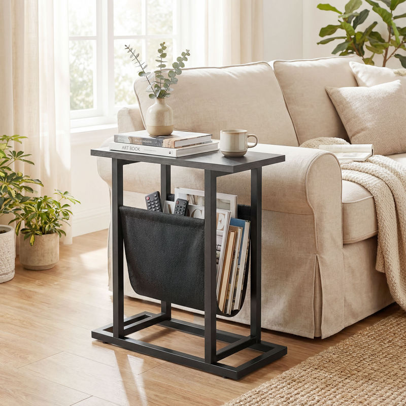 HOMCOM Beistelltisch mit Stofftasche und Stahlrahmen in Schwarz, B/T/H: 49 x 19 x 55 cm - Bild 2