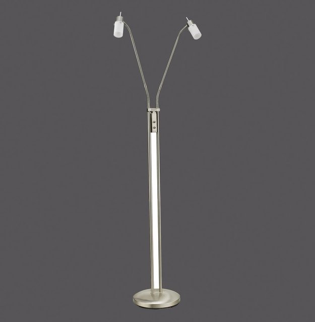Just Light. LED-Stehleuchte Max 2-flammig in Silber mit transparentem Glas und verstellbaren Leselampen - Bild 1