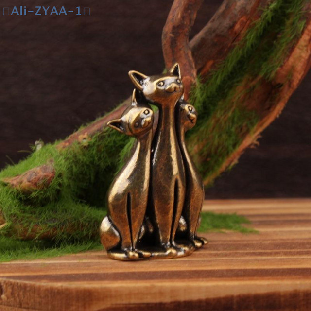 JETTING Messing-Katzenornament in Gold als dekorative Miniaturstatue für deinen Schreibtisch - Bild 1