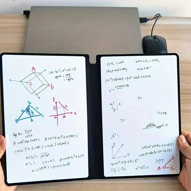 Wiederverwendbares Whiteboard-Notizbuch im A5-Format mit Hardcover, Wochenplaner und Whiteboard-Stift sowie Löschtuch in Weiß - Bild 1