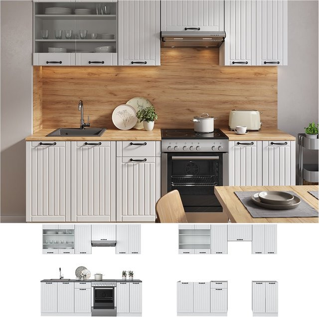 Vicco Fame-Line Küchenzeile im Landhausstil Weiß Breite: 240 cm - Bild 1