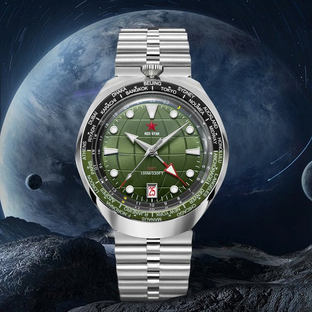 RED STAR Armbanduhr, Automatik, Edelstahl, 42 mm, Schwarz, Herren - Bild 1