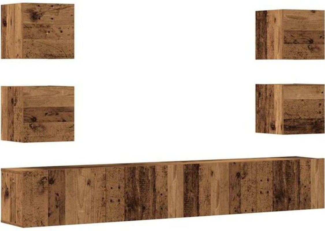 Vidaxl TV-Wandschränke im 6er Set aus Holzwerkstoff in Braun im Landhausstil - Bild 1