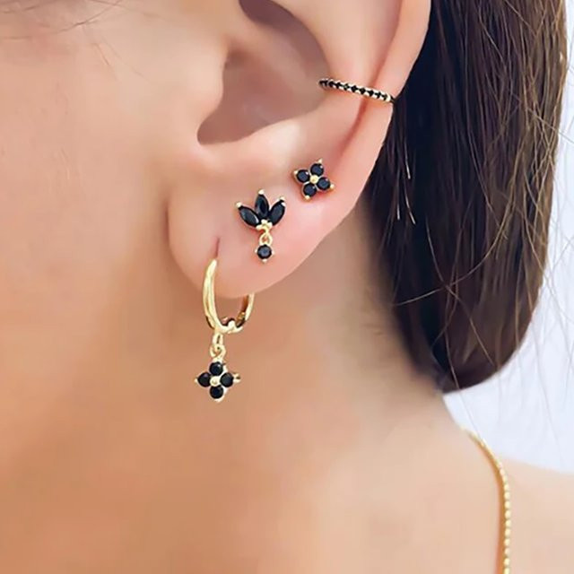 Yuedane Creolen Edelstahl, Zirkonia, Gold, Damen - Bild 1