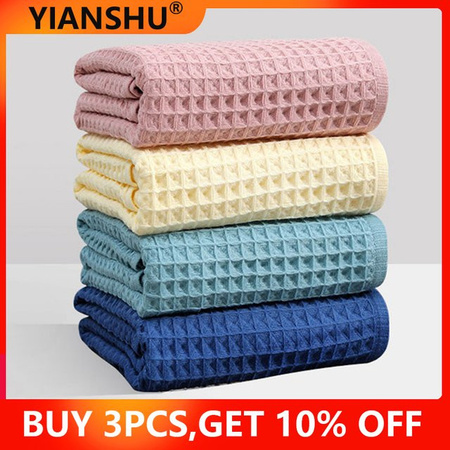 YIANSHU Waffelhandtuch-Set aus Baumwolle in Grün, bestehend aus Badetuch und Handtuch, besonders saugfähig und schnell trocknend