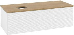 V&B Waschtischunterschrank Antao mit Frontstruktur in Weiß und Eiche Honig, B/T/H: 120 x 50 x 36 cm - Bild 1