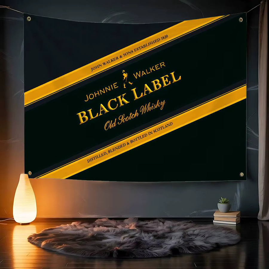 J-Johnnie Walker Wandbanner aus Polyester in Schwarz, rechteckiger Wandteppich zur Dekoration - Bild 3