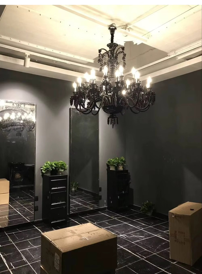 AL.HaffaR Kristall Kronleuchter in Schwarz für Wohnzimmer und Esszimmer - Bild 2