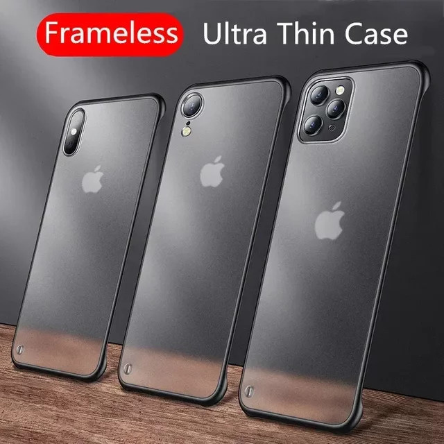 Schlanke rahmenlose Handyhülle von REDAMIGO mit TPU-Rand und matter Kunststoff-Rückseite für iPhone 16 15 14 13 12 11 Pro Max XR X 8 7 Plus SE 2022 in Blau oder Schwarz - Bild 1