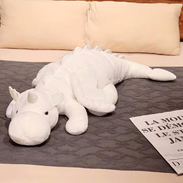 Yiran toy Weißer Drache Plüschtier, mit Einhornhorn und Flügeln, 65-70cm - Bild 1