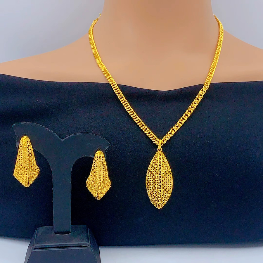 XUHUANG Schmuckset, vergoldete Halskette, Ohrringe, Damen - Bild 2