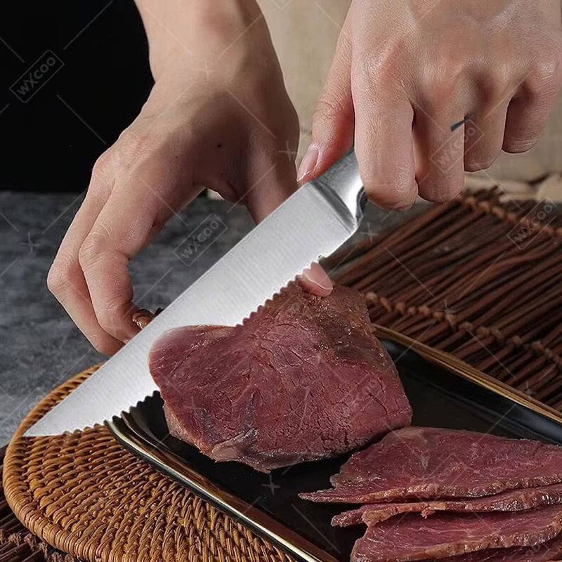 WXCOO Ganzstahl gezahnte Allzweckmesser in Silber für Steak, Obst und Brot - Bild 2