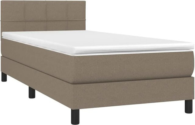 vidaXL Boxspringbett mit Matratze und LED in Beige, Hybridbett mit USB-Ladeport und Taschenfederkern, B/T/H: 80 x 200 x 78 cm - Bild 1