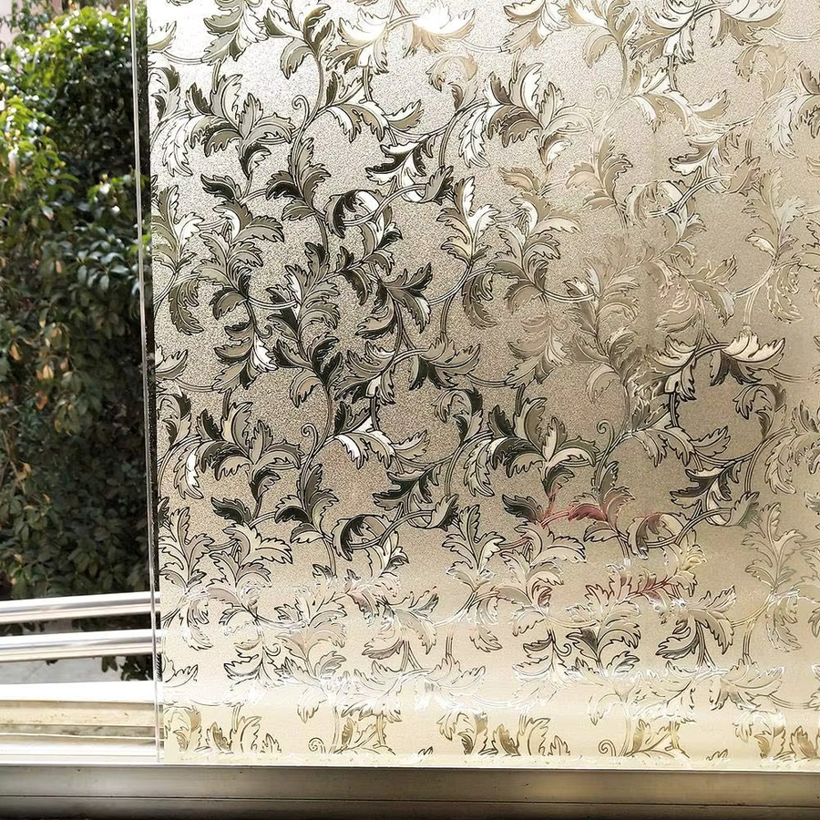 WXSHSH Elektrostatische Fensterfolie in Braun mit floralem Blatt-Design als Sichtschutz und Milchglas-Aufkleber aus Vinyl - Bild 3