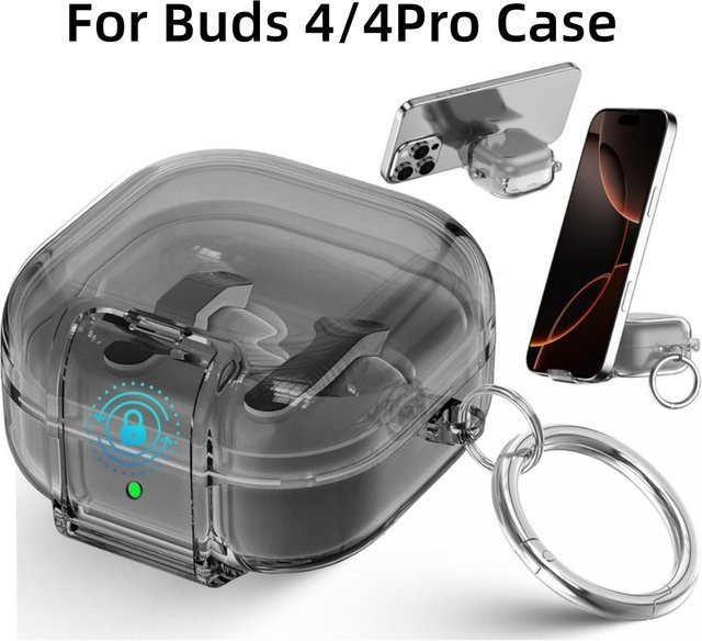 Samsung Galaxy Buds 4 Pro Schutzhülle aus transparentem TPU mit Verschlussclip und Reinigungsset - Bild 1
