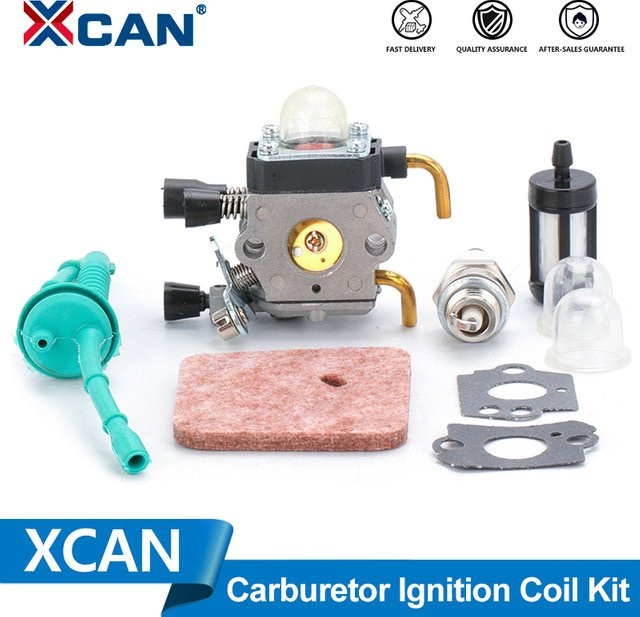 XCAN Vergaser-Set für Stihl FS55 FS55R FS55RC KM55 HL45 KM55R FS38 Fadentrimmer inklusive Luftfilter und Leitungsdichtung - Bild 1
