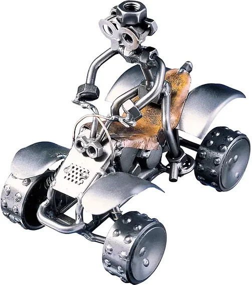 Schraubenmännchen Quad Motorrad von Hinz & Kunst aus Metall in Grau im Industrial Design - Bild 1