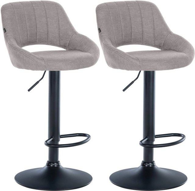 2er Set Barhocker DELUKE SEGAD mit Lehne, Stoff Grau und Schwarz, B/T/H: 47 x 48 x 85 cm - Bild 1