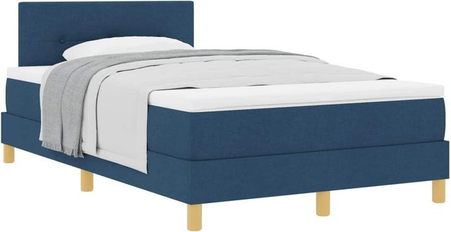 vidaXL Boxspringbett mit Matratze und Kopfteil in Blau, Hybridbett mit Taschenfederkern, B/T: 120 x 190 cm - Bild 1