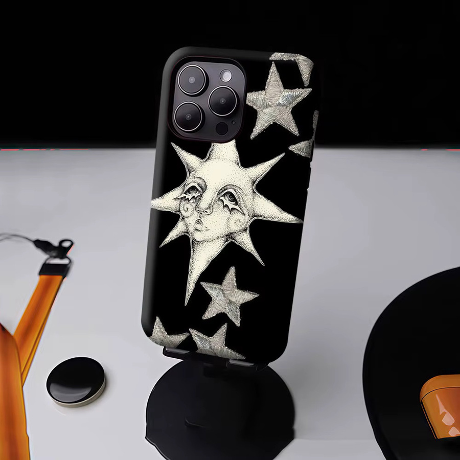 Aurbe Matte 2-in-1 MagSafe Hülle mit Schutzfilm für iPhone 17 16 15 14 Plus Pro Max, Stoßfeste Hartschale, Celestial Noir Schwarz - Bild 4