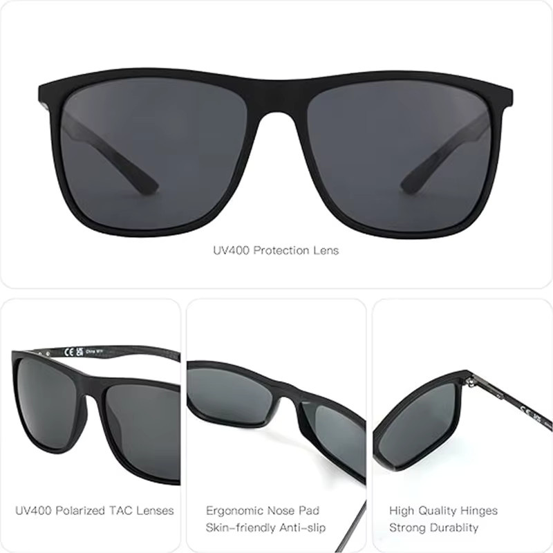 ZENOTTIC Sonnenbrille, quadratisch, Vollrand, Carbonfaser, schwarz - Bild 3