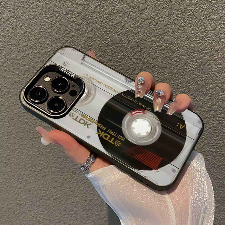 Magnetische iPhone Hülle im Radio-Band-Kassetten Design, Matte Anti-Fall Schutzhülle für Apple iPhone 16 15 14 13 12 11 Pro Max X XR XS MAX 8 7 Plus, Transparent - Bild 3