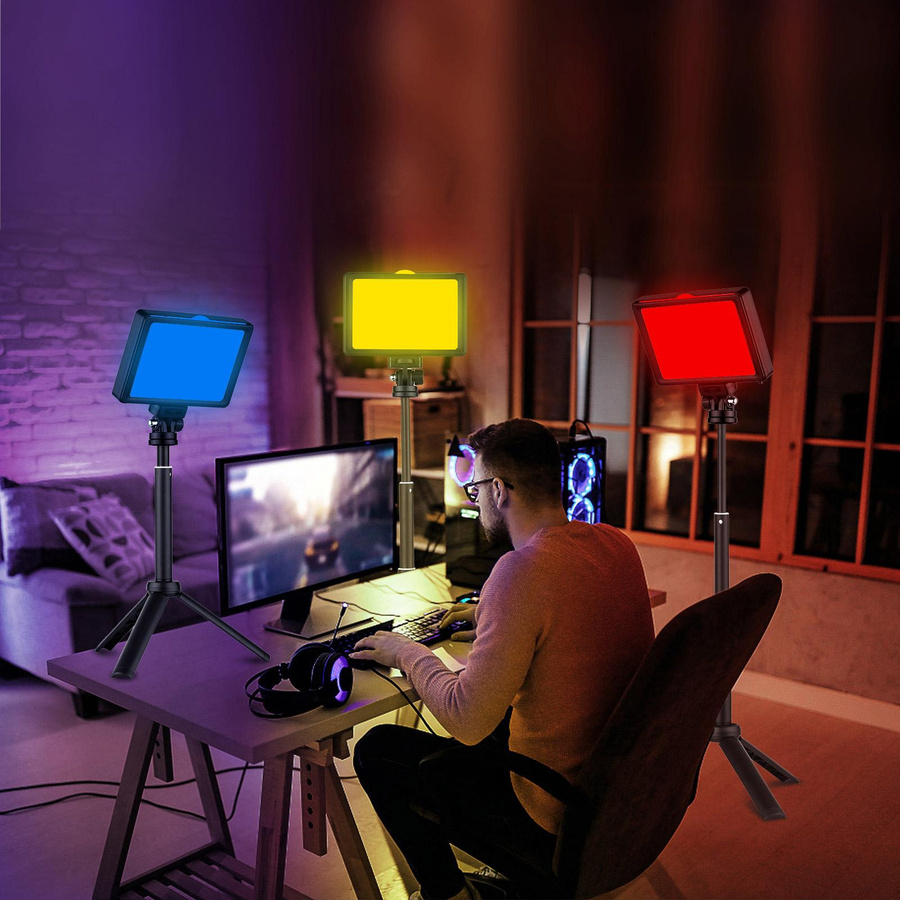 Andoer USB-Videokonferenz-Beleuchtungsset mit dimmbarer LED-Videoleuchte 5600 K in Schwarz - Bild 5