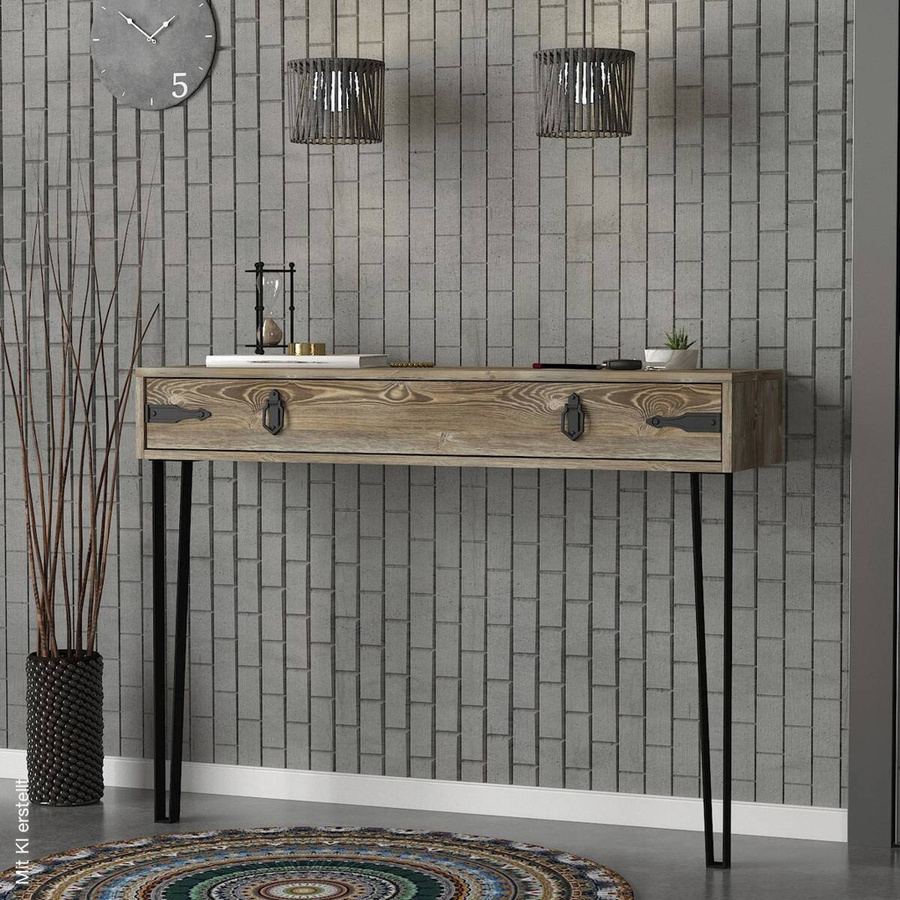Konsolentisch Costa in Eiche Nachbildung, Braun, B/H/T: 120 x 90 x 35 cm - Bild 2