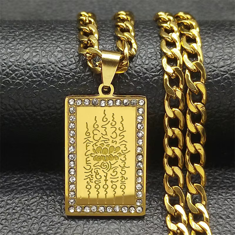 JYTF Anhänger Halskette, Edelstahl, Gold, Lotus, Unisex - Bild 2
