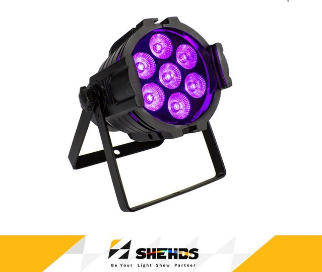 SHEHDS LED Par 7x18W Bühnenleuchte RGBWA + UV mit DMX512, Aluminium Guss, Schwarz/Multicolor - Bild 1